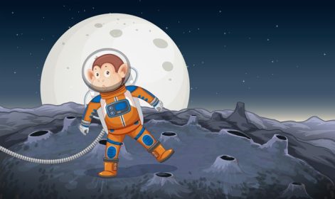 دانلود وکتور یک میمون فضانورد در فضا تصویر