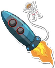دانلود وکتور قالب استیکر با کارتون فضایی موشک ایزوله