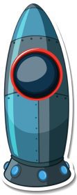 دانلود وکتور قالب استیکر با کارتون فضایی موشک ایزوله