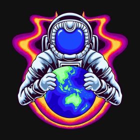 دانلود وکتور فضانورد کهکشان فضای ممتاز وکتور تی شرت
