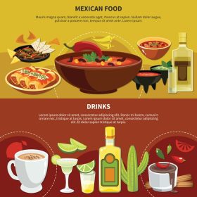 دانلود وکتور تصویر وکتور بنرهای غذا و نوشیدنی مکزیکی