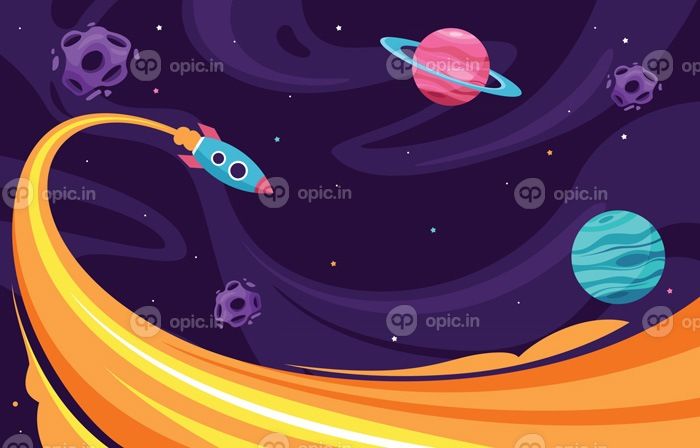 دانلود وکتور موشک رنگارنگ تقویت در فضا