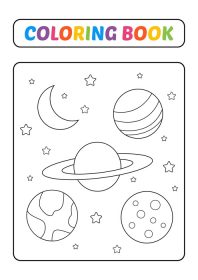 دانلود وکتور کتاب رنگ آمیزی برای کودکان وکتور فضایی