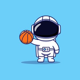 دانلود وکتور فضانورد ناز در حال بازی بسکتبال به تنهایی