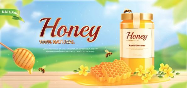 دانلود وکتور ترکیب تبلیغاتی عسل طبیعی