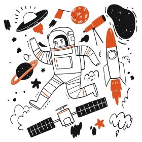 دانلود وکتور عناصر داستان در مورد فضا یا فضانورد