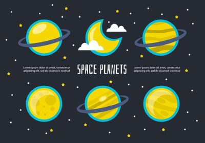 دانلود وکتور رایگان مجموعه سیارات فضایی برای برچسب پوستر کارت تبریک وب سند و سایر سطوح تزئینی