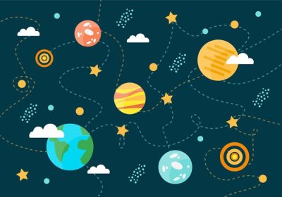 دانلود وکتور رایگان مجموعه سیارات فضایی وکتور پس زمینه برای برچسب پوستر کارت پستال سند وب و سایر سطوح تزئینی