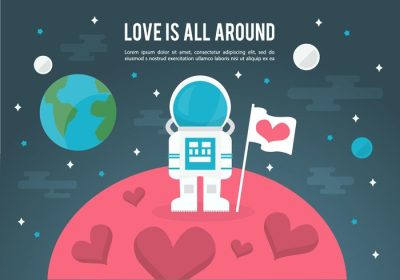 دانلود وکتور تصویر فضای آزاد با فضانورد برای برچسب پوستر کارت تبریک وب سند و سایر سطوح تزئینی