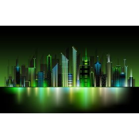 دانلود وکتور شهر در نیمه شب سبز