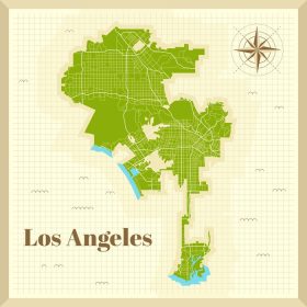 دانلود وکتور نقشه شهر لس آنجلس روی کاغذ