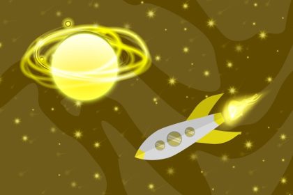 دانلود وکتور نیم تنه پس زمینه کهکشان فضایی با گرادیان زرد و قهوه ای