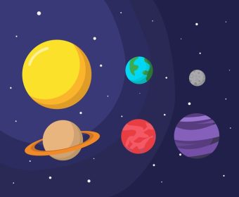 دانلود وکتور اینجا تصویری از خورشید و سیارات در منظومه شمسی است که به صورت برداری هستند و برای اینفوگرافی نجوم یا طراحی کتاب آموزشی مفید خواهند بود.
