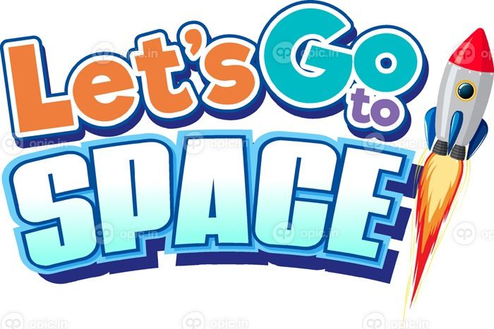 دانلود وکتور let s go to space design word with spaceship