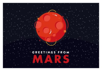دانلود وکتور تصویر برداری کاوش مریخ برای طراحی کارت پستال با سبک طراحی صاف و تمیز آماده استفاده