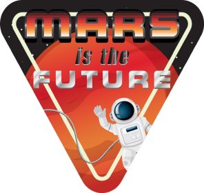 دانلود وکتور مریخ آرم کلمه آینده با فضانورد است