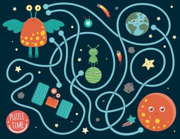 دانلود وکتور ماز برای کودکان پیش دبستانی بازی پازل فعالیت فضایی