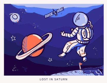 دانلود وکتور دیدار با زحل تصویر فضانورد گمشده در فضا