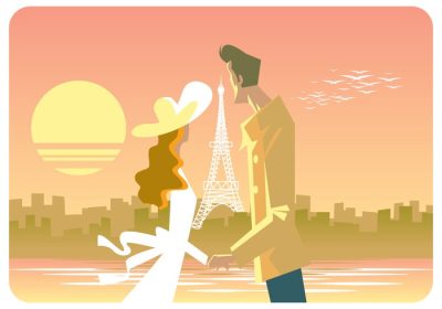 دانلود وکتور زوج عاشقانه در پاریس