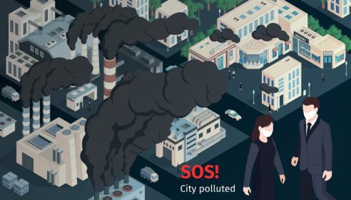 دانلود وکتور ترکیب ایزومتریک آلودگی شهر