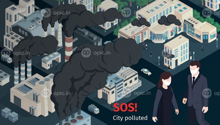 دانلود وکتور ترکیب ایزومتریک آلودگی شهر