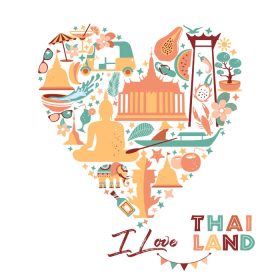 دانلود مجموعه وکتور نمادهای تایلند در قلب