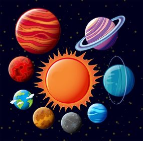 دانلود وکتور پوستر سیستم خورشیدی با ستاره