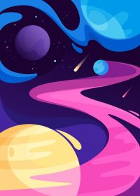 دانلود وکتور پوستر با سیارات در فضا