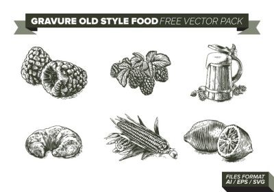 دانلود وکتور گراور تصاویر غذا در این سبک قدیمی طراحی های بسیار جذاب برای بروشورهای ارائه یا هر نوع دیگر برنامه طراحی گرافیکی در گرافیک های برداری مناسب برای تغییر اندازه سفارشی