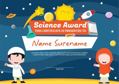 دانلود گواهی الگوی جایزه علمی وکتور برای کودکان چند منظوره در فضا
