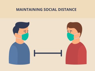 دانلود وکتور فاصله اجتماعی مفهوم یا فیزیکی با فاصله دو نفره