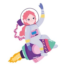 دانلود وکتور فضایی ماجراجویی کهکشان کارتونی راکت دختر فضانورد