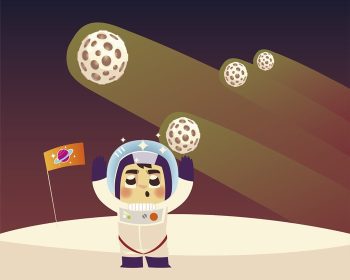 دانلود وکتور شخصیت فضانورد فضایی پرچم سیارات و کارتون دنباله دار