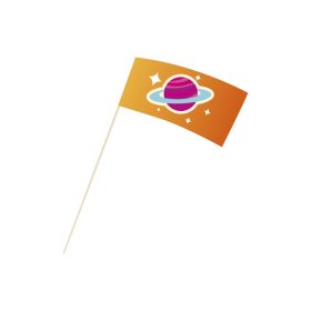 دانلود وکتور پرچم فضا با آیکون کارتونی منظومه شمسی سیاره کهکشان پس زمینه سفید