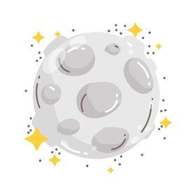 دانلود وکتور فضا ستارگان ماه ستاره دنباله دار کیهان کهکشان کارتونی به سبک تخت