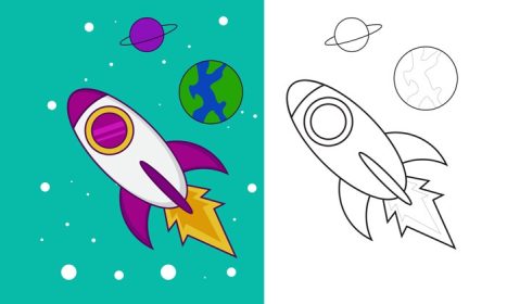دانلود وکتور تصویر موشک فضایی مناسب برای لباس بازی کودکان