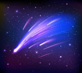 دانلود وکتور صحنه فضایی با ستاره های دنباله دار در حال سقوط در پس زمینه با تصویر برداری مسطح ستاره ها و ضلع های تاریک