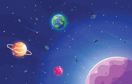 دانلود وکتور مناظر فضایی با ستاره های سیاره و سیارک