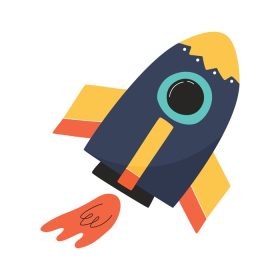 دانلود وکتور سفینه فضایی تصویر برداری دستی برای فضای کودکان