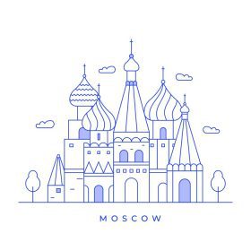 دانلود وکتور شهر مسکو مفهوم خط چشم انداز طراحی هنری