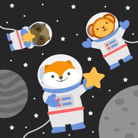 دانلود وکتور وکتور شخصیت حیوانی با لباس فضایی با ستاره