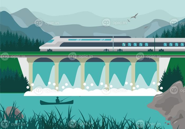 دانلود وکتور ریل پرسرعت tgv قطار شهری تصویر منظره