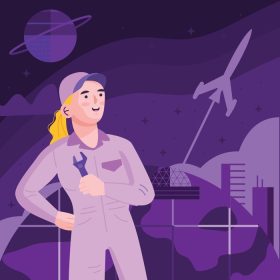دانلود وکتور زنان مهندس کار در فضاپیما