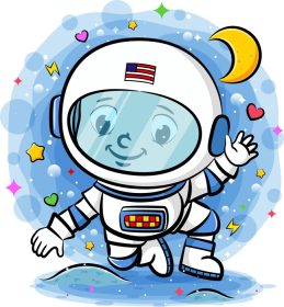 دانلود وکتور فضانورد جوان در فضا