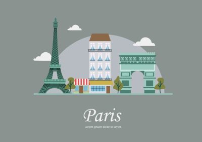 دانلود وکتور ساختمان نقطه عطف پاریس وکتور تصویر مسطح