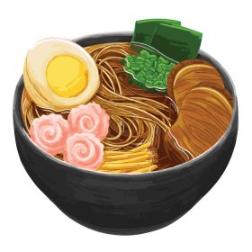 دانلود وکتور غذای ژاپنی رامن به سبک طراحی تخت