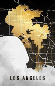 دانلود وکتور نقشه لس آنجلس کالیفرنیا به رنگ مشکی و طلایی
