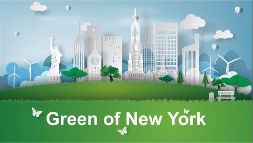 دانلود وکتور کاغذ هنر از نشانه های سبز شهر نیویورک وکتور آمریکا
