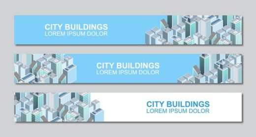 دانلود قالب وکتور طرح بنر ساختمان های شهر ایزومتریک با