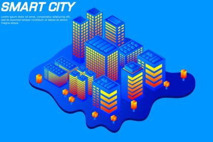 دانلود وکتور شهر آینده ایزومتریک املاک و صنعت ساخت و ساز